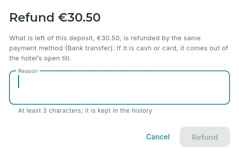Refunding what remains of a deposit.