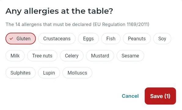 Opening a table: the table’s allergies.