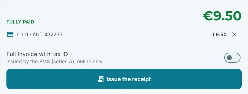 Everything paid: the receipt.