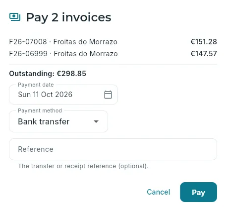 Paying two overdue invoices at once.