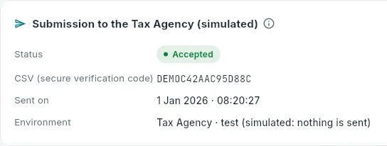 The submission to the AEAT, simulated.