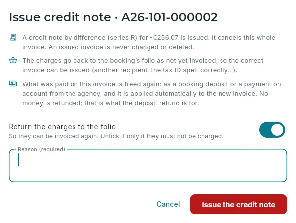 Issuing a credit note: what is going to happen.