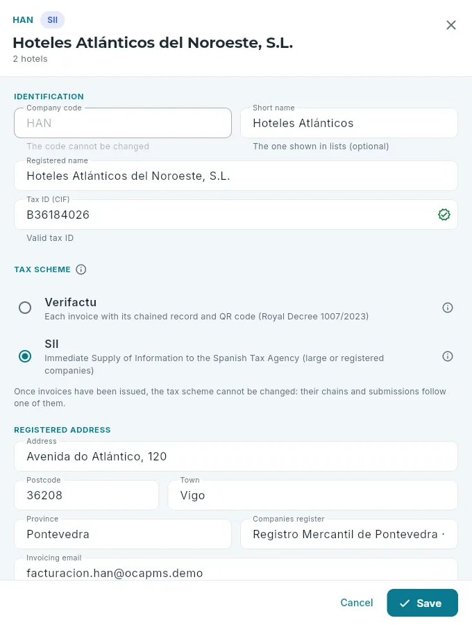 A company, in the “Companies” tab.