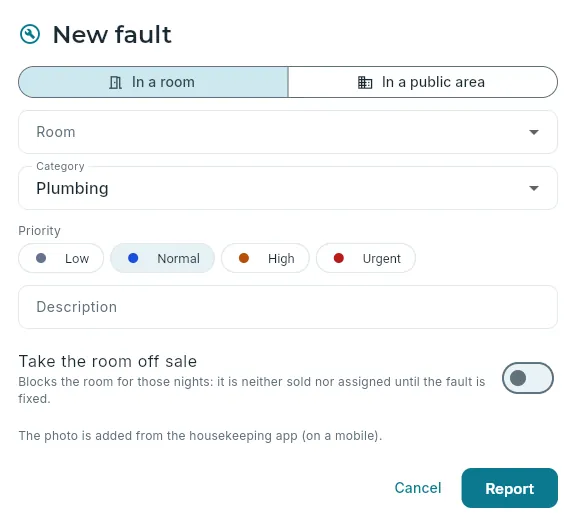 Reporting a fault from the computer.