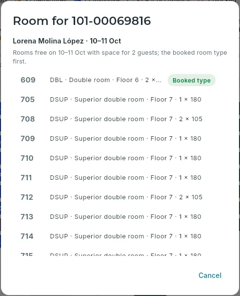 Assigning a room to a booking in “Unassigned”, without dragging.