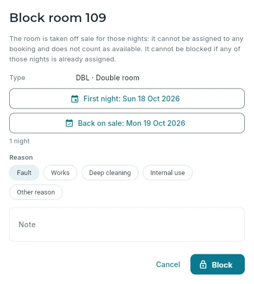 Blocking a room.
