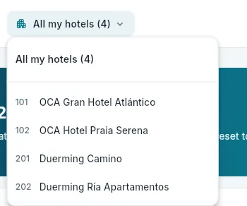 The hotel selector, open.