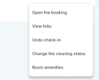 “More actions” for a room that has already checked in today.