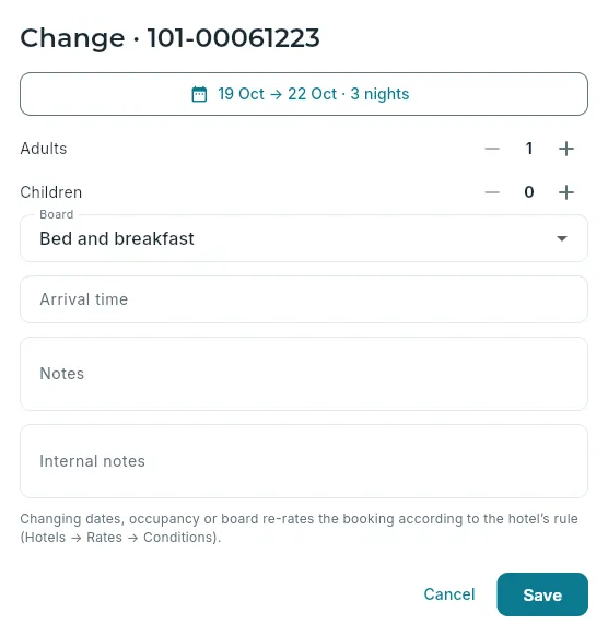Changing a confirmed booking that has not arrived yet.