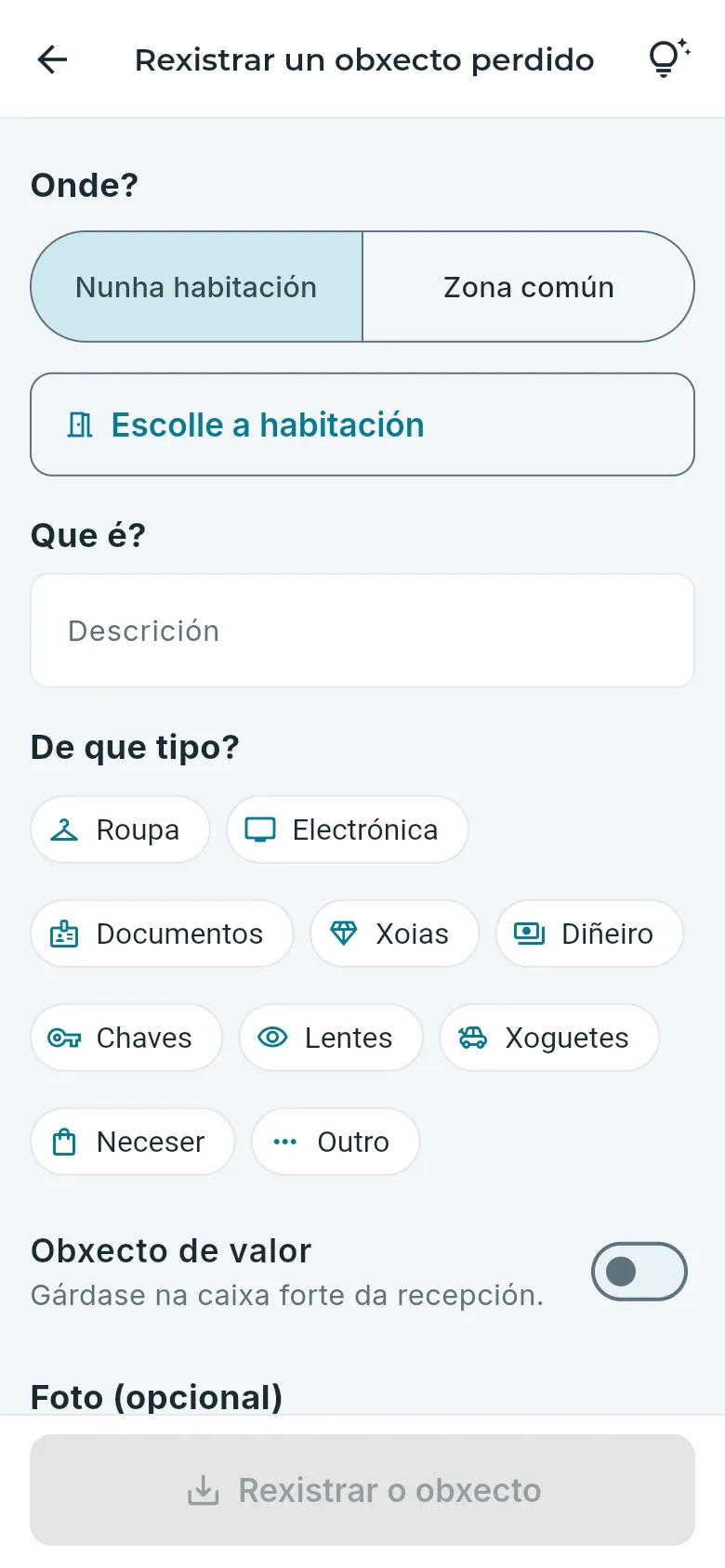 Rexistrar un obxecto perdido.