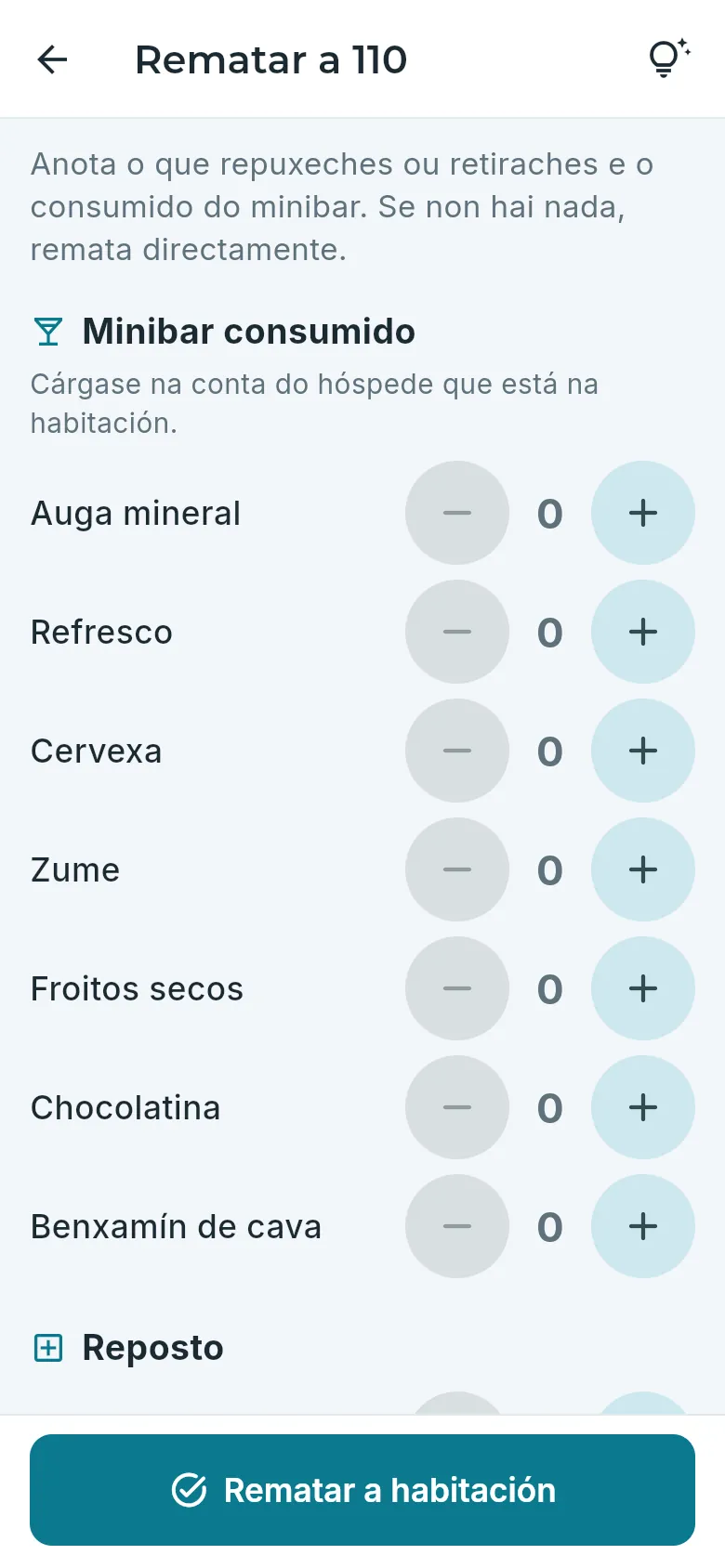 Rematar unha habitación: o minibar.