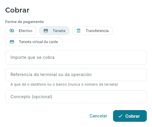 Cobrar a conta dunha reserva (un anticipo).