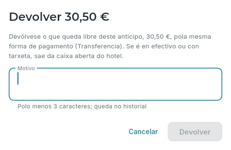 Devolver o que queda dun anticipo.