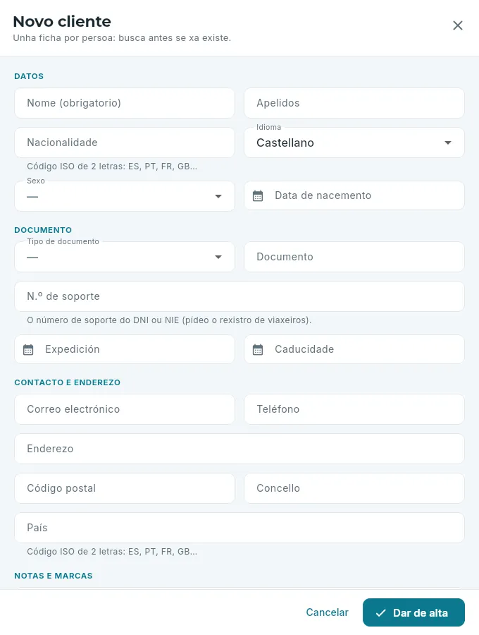 A alta dun cliente.