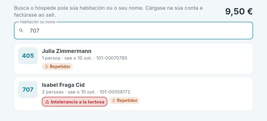 Buscar o hóspede.