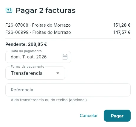 Pagar dúas facturas vencidas á vez.