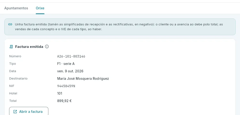 A lapela «Orixe»: a factura que deu o asento.