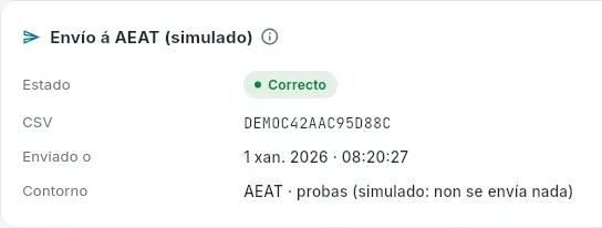 O envío á AEAT, simulado.
