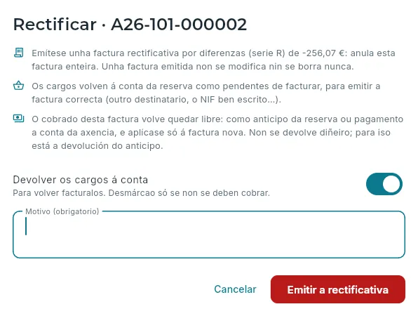 Rectificar unha factura: o que vai pasar.