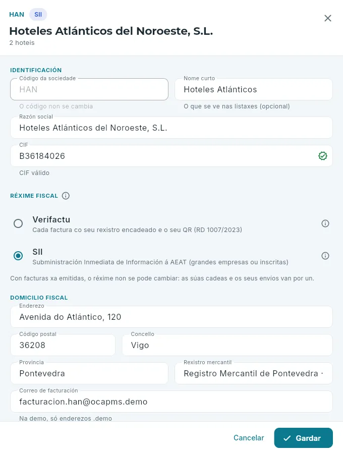 Unha sociedade, na lapela «Sociedades».