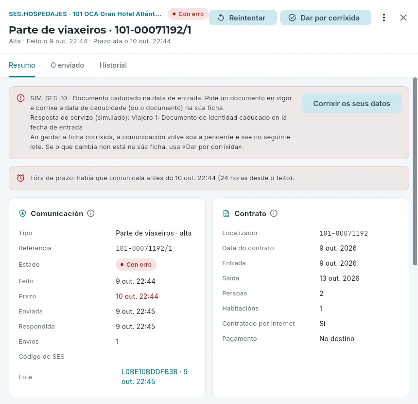 Un parte de viaxeiros rexeitado por un documento caducado.