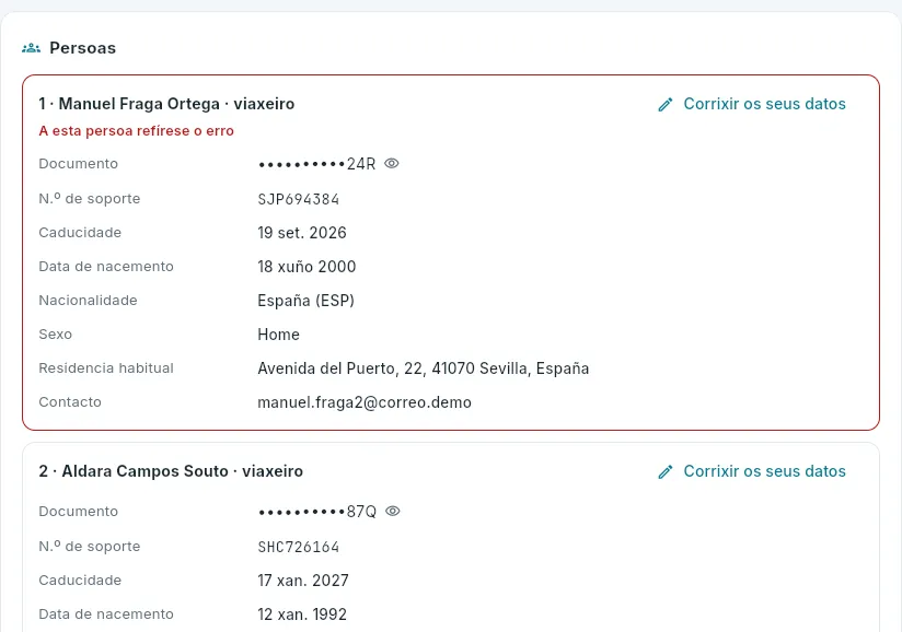 As persoas do parte, coa do erro sinalada.