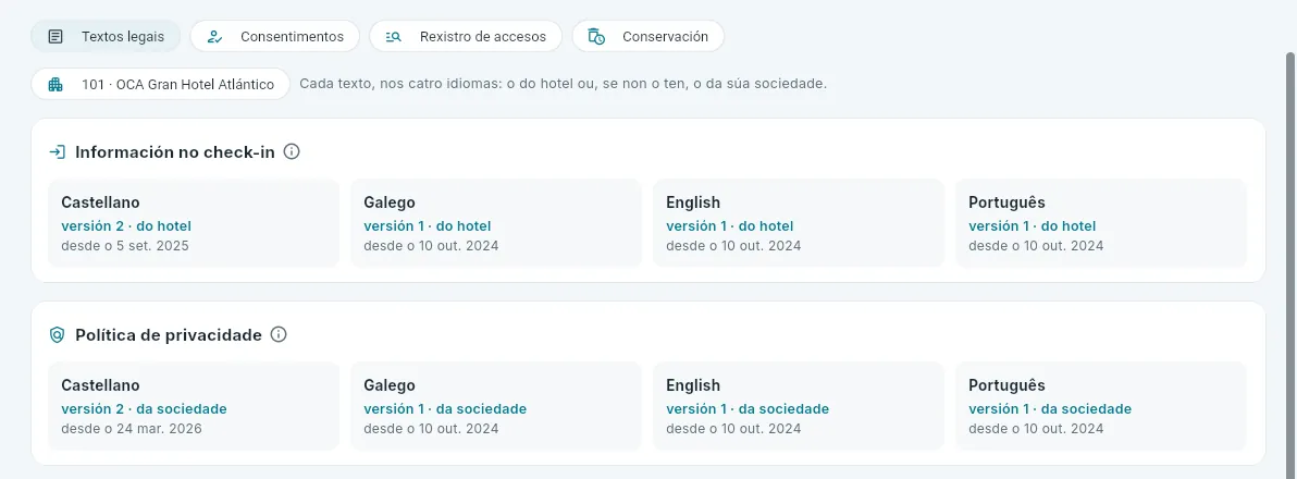 Os textos legais do hotel 101.