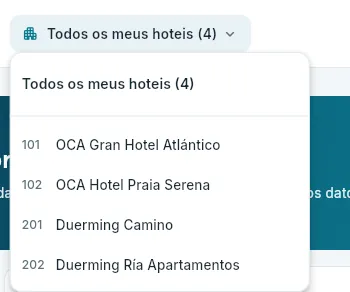 O selector de hotel aberto.
