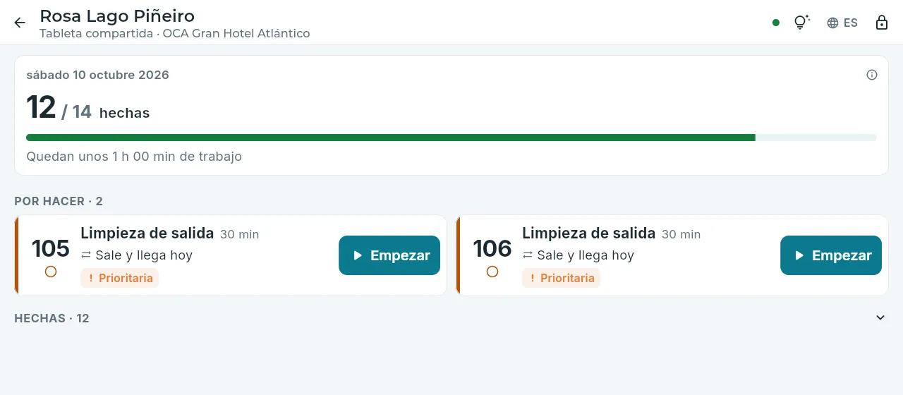 Su lista, en la tableta compartida.