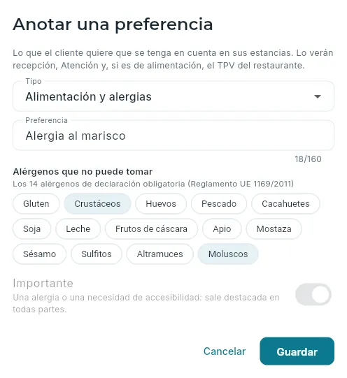Anotar una alergia, con sus alérgenos.