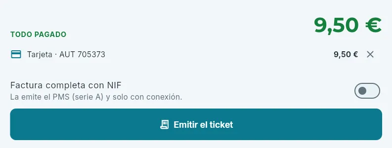 Todo pagado: el ticket.