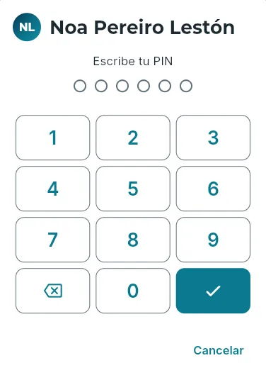 El PIN, con el teclado de la pantalla.