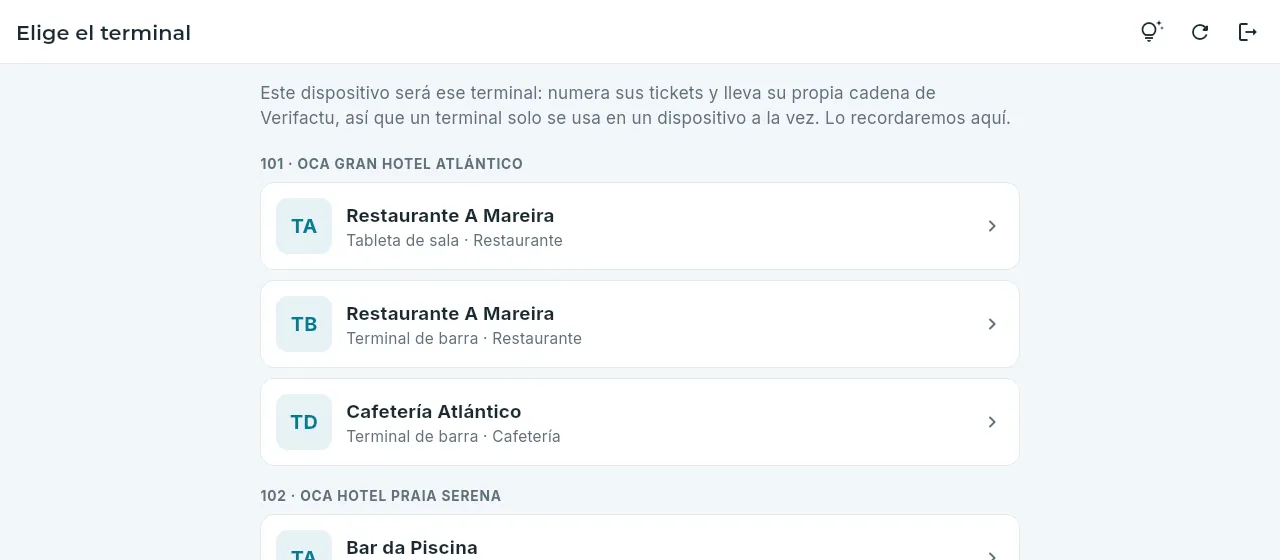 Elegir el terminal de este dispositivo.