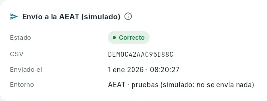 El envío a la AEAT, simulado.