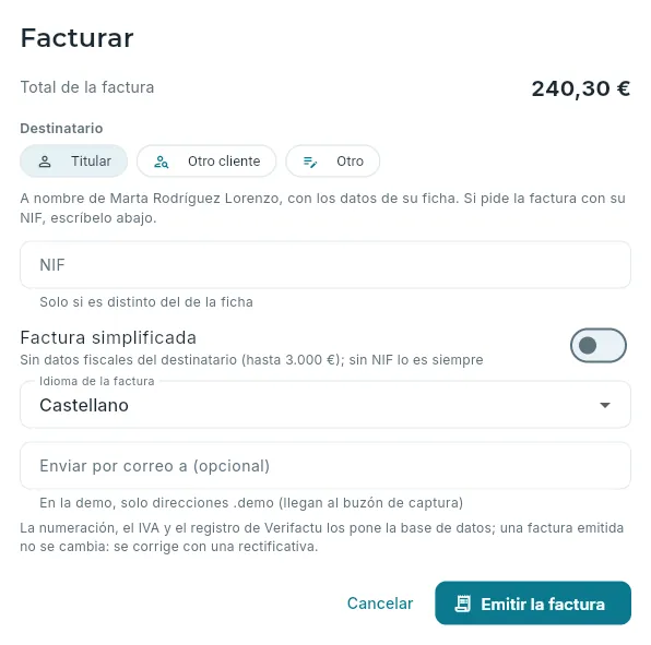 Facturar lo pendiente de una reserva.