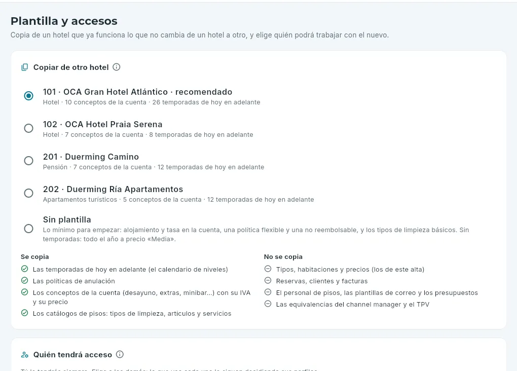 Paso 5: la plantilla y los accesos.
