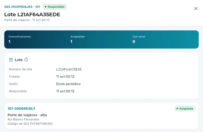 Un lote de partes de viajeros del 101.