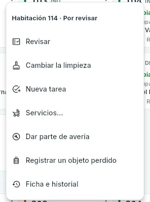 El menú de una habitación que espera la revisión.