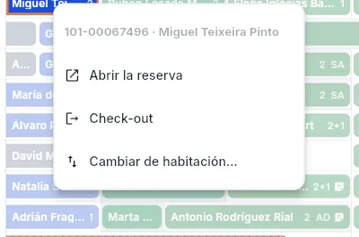 El menú de una barra que sale hoy (botón derecho).