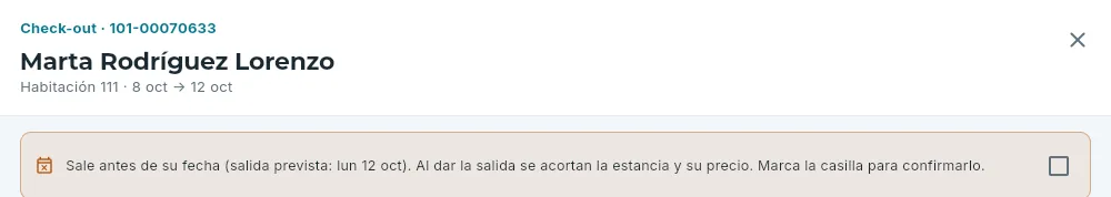 La salida anticipada: hay que confirmarla.