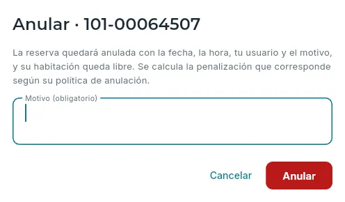 Anular: con motivo obligatorio.
