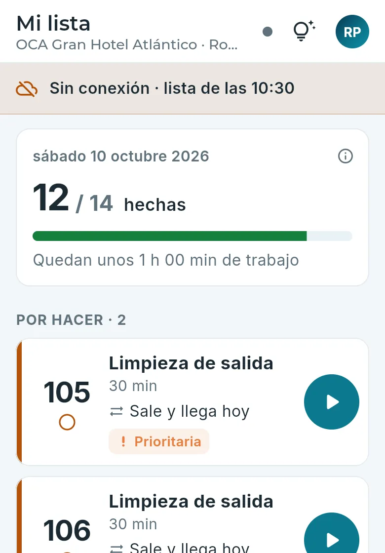 La lista del día, sin conexión.