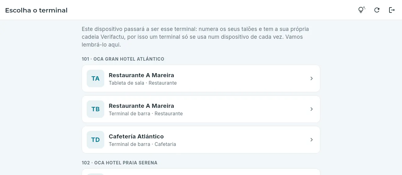 Escolher o terminal deste dispositivo.