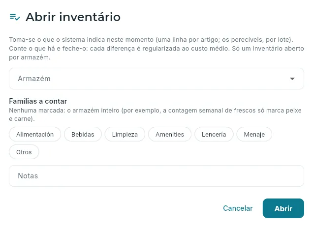 Abrir um inventário.