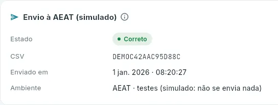 O envio à AEAT, simulado.