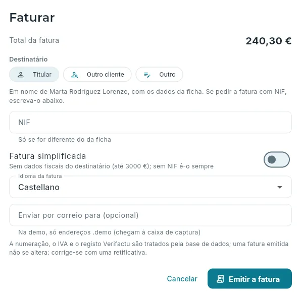 Faturar o pendente de uma reserva.