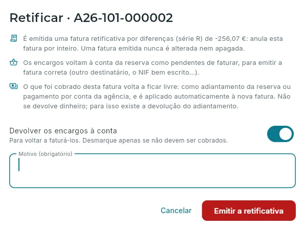 Retificar uma fatura: o que vai acontecer.