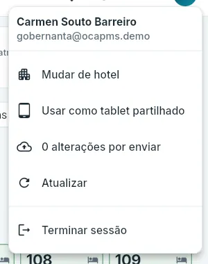 O menu da governanta.