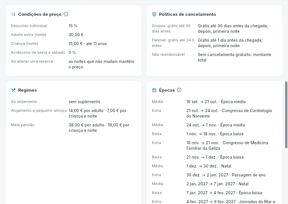 Mais abaixo: as condições de preço, as políticas de cancelamento, os regimes e as épocas do hotel 101.