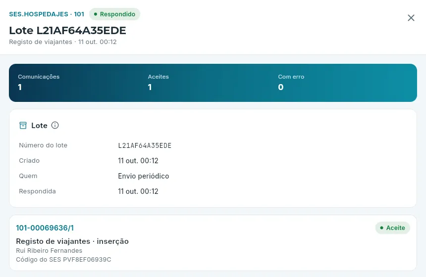 Um lote de registos de viajantes do 101.
